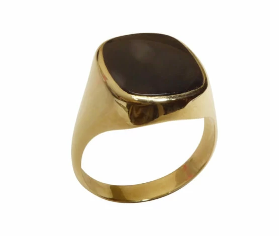 Gouden zwarte lagensteen cachet ring Gouden zwarte lagensteen cachet ring