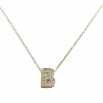 Gouden ketting met B zirkonia hanger Gouden ketting met B zirkonia hanger