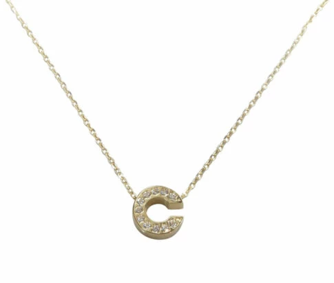 Gouden ketting met C zirkonia hanger