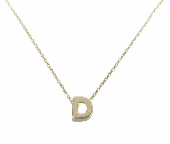 Gouden ketting met D hanger Gouden ketting met E hanger