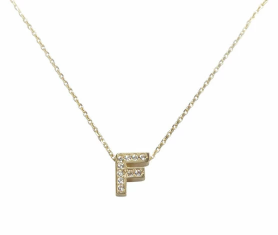 Gouden ketting met F zirkonia hanger