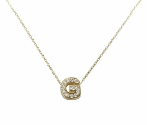 Gouden ketting met G zirkonia hanger