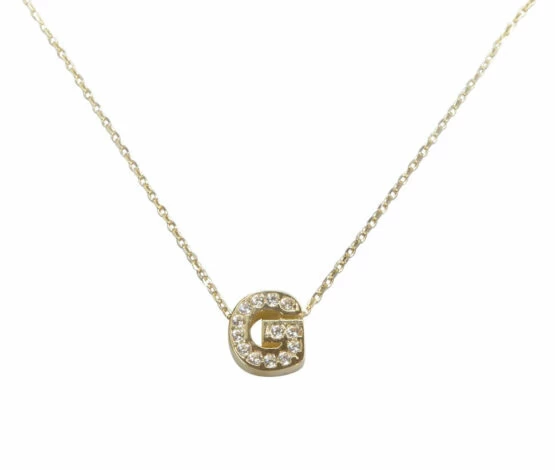 Gouden ketting met G zirkonia hanger