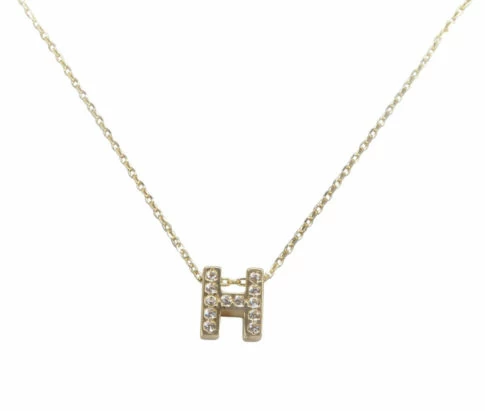 Gouden ketting met H zirkonia hanger