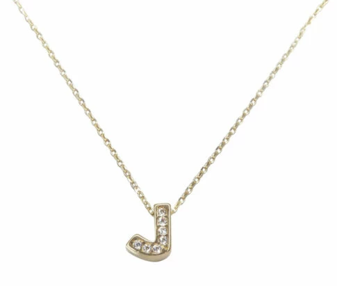 Gouden ketting met J zirkonia hanger
