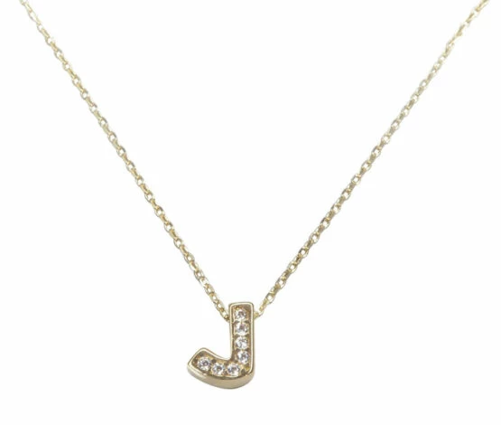 Gouden ketting met J zirkonia hanger
