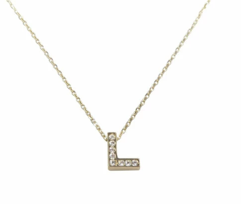 Gouden ketting met L zirkonia hanger