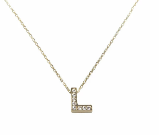 Gouden ketting met L zirkonia hanger