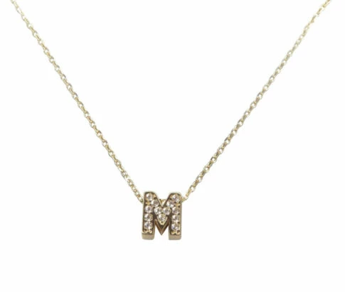 Gouden ketting met M zirkonia hanger