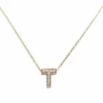 Gouden ketting met T zirkonia hanger