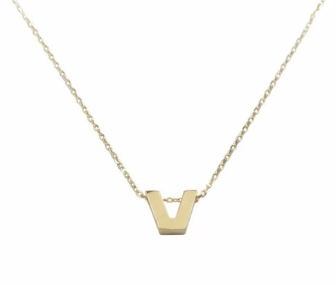 Gouden ketting met V hanger
