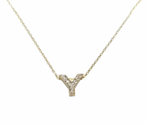 Gouden ketting met Y zirkonia hanger Gouden ketting met Y zirkonia hanger