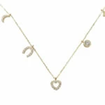 Geel gouden zirkonia bedelketting