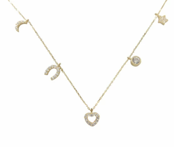 Geel gouden zirkonia bedelketting