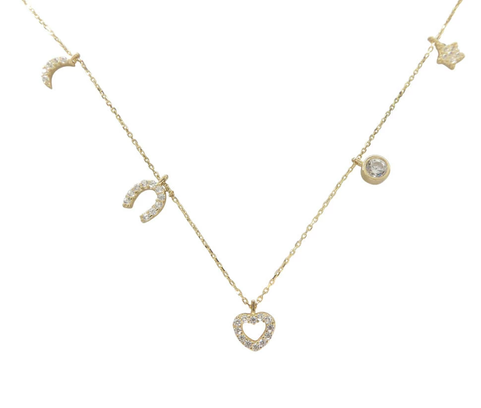 Geel gouden zirkonia bedelketting