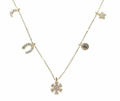 Gouden zirkonia bedelketting