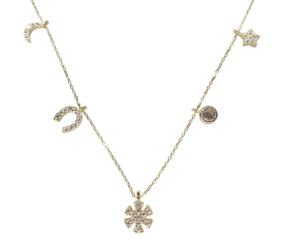 Gouden zirkonia bedelketting