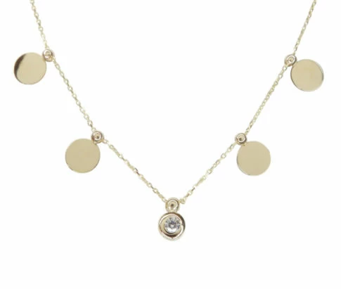 Gouden zirkonia hanger met cirkels