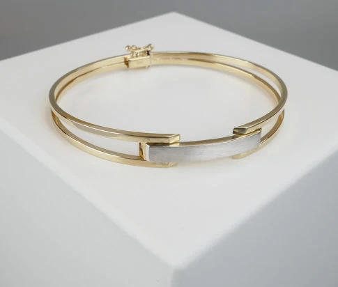 Bicolor gouden schanier armband