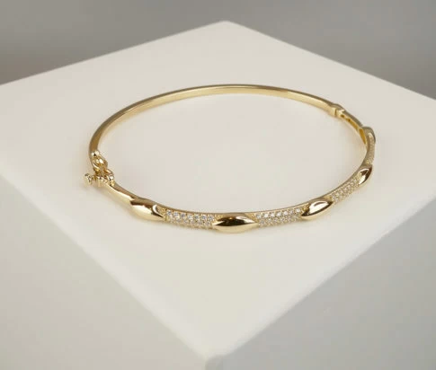 Geel gouden 14 karaat armband met zirkonia