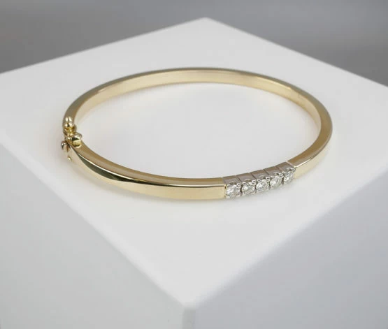 Gouden Christian slavenarmband met diamanten