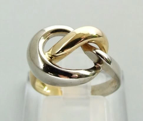 Gouden gevlochten bicolor ring
