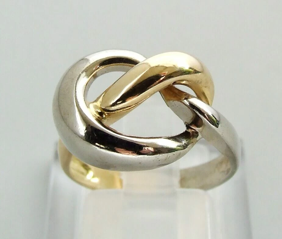 Gouden gevlochten bicolor ring