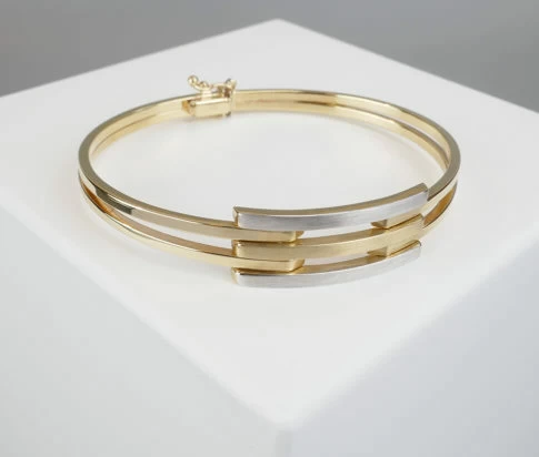 Wit en geel gouden Christian scharnier armband