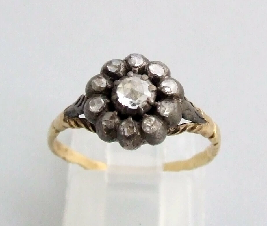 Geel gouden roosdiamanten ring