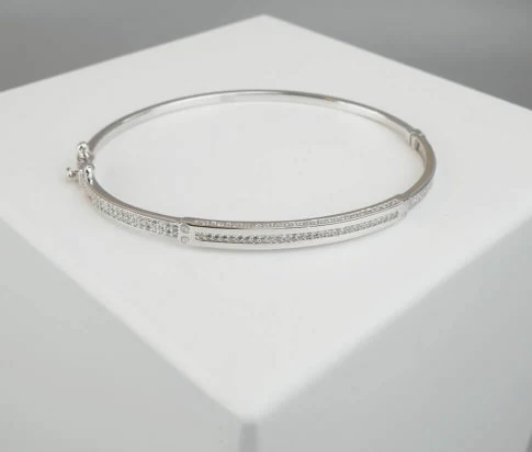 Wit goud slavenarmband met zirkonia