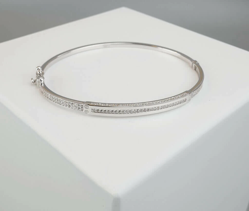 Wit goud slavenarmband met zirkonia