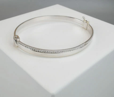 Wit goud zirkonia slavenarmband