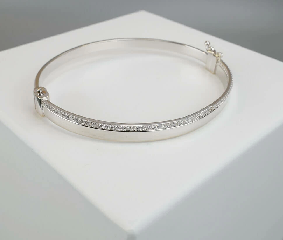 Wit goud zirkonia slavenarmband