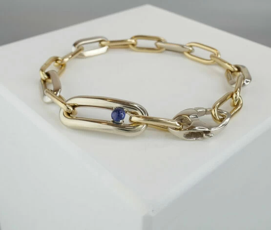 Bicolor gouden armband met saffier